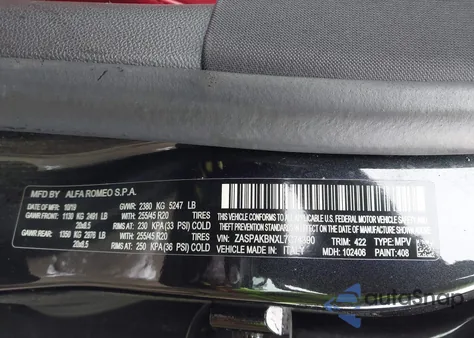 2020 Alfa Romeo Stelvio Ti Sport Awd из США, поврежденный, VIN ZASPAKBNXL7C74390